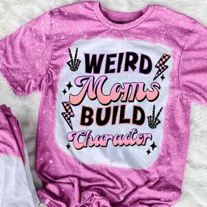 Gildan Soft style Bleached Tee, Weird Moms Build Character Graphic Bleached Tee